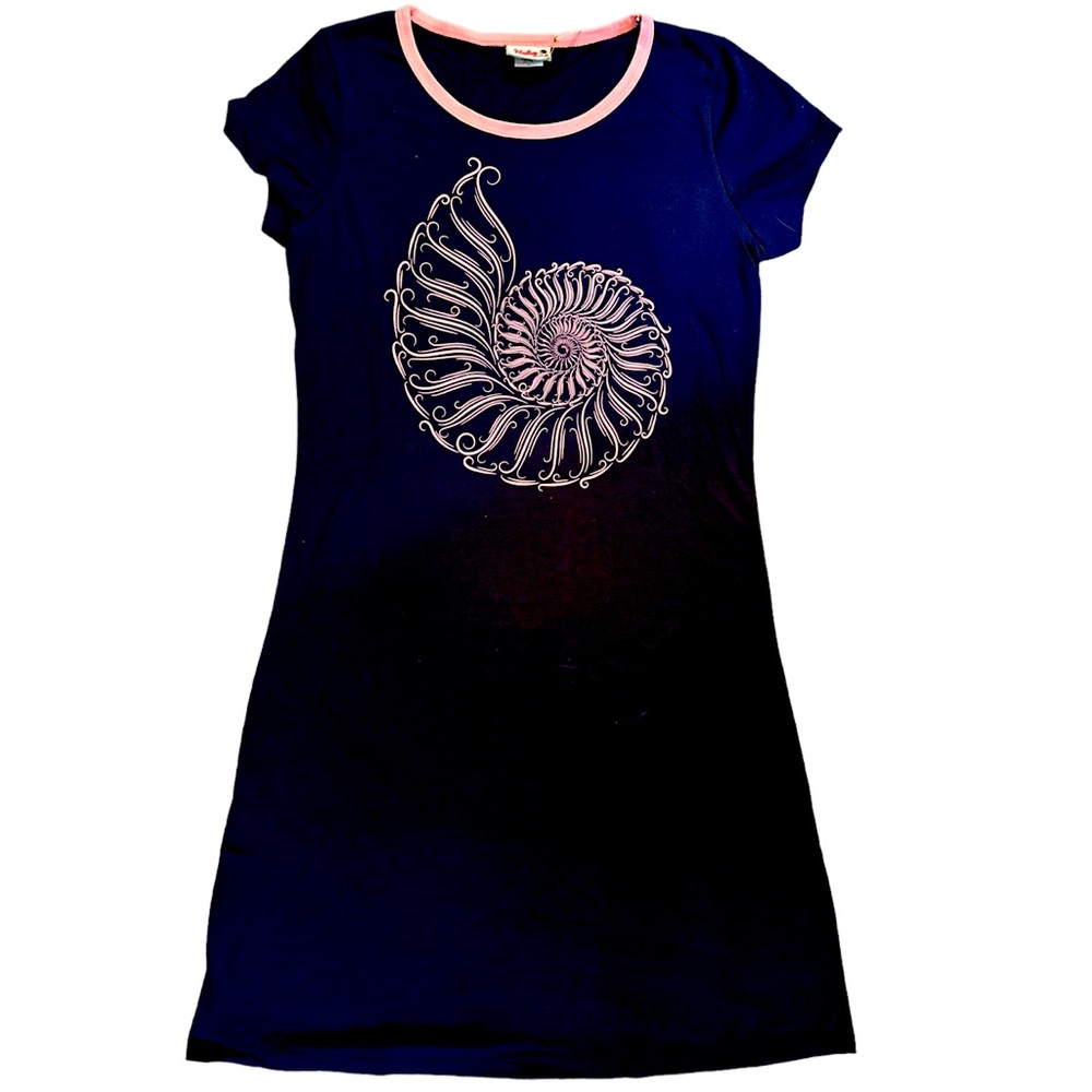 NEW Haley and the Hound Amelia T-Shirt Dress - Nautilus- Pink and Navy - XS